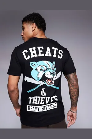 Cheats & Thieves – T-Shirt in mit „Heavy Hitters“-Print am Rücken, 200 g/m²