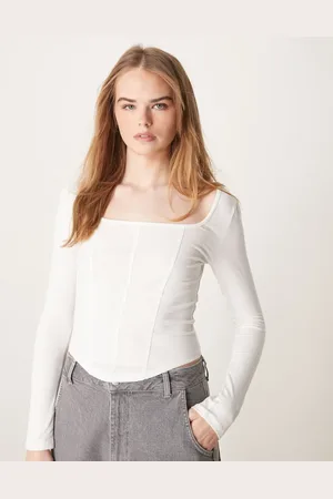 ASOS – Korsett-Oberteil in Creme mit eckigem Ausschnitt