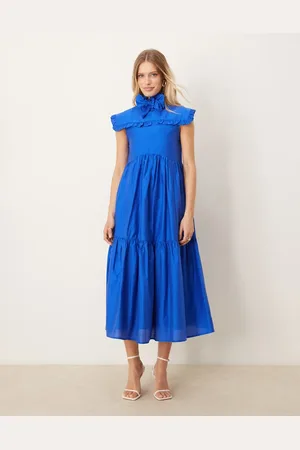 Sister Jane – Midikleid in Königsblau mit Schleife