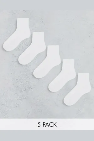 ASOS – 5er-Pack knöchelhohe Frottee-Socken in