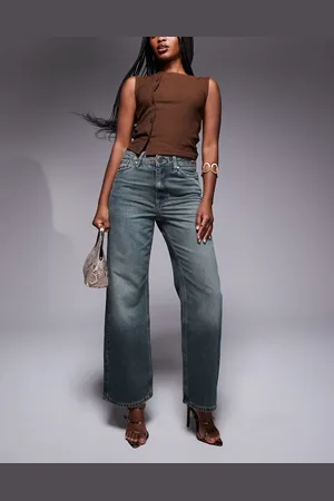 River Island – Straight Jeans in verwaschenem Dunkelblau mit lockerem Schnitt