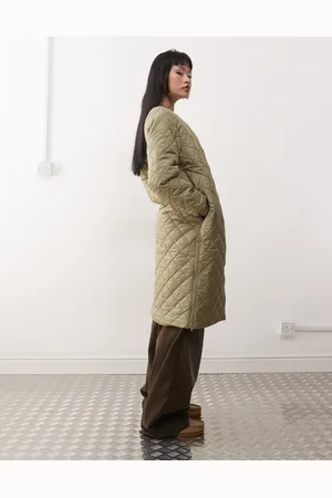 Noisy May – Longline-Steppjacke in Salbeigrün