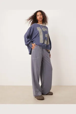 Free People – Weit geschnittene Lounge-Hose in verwaschenem Grau