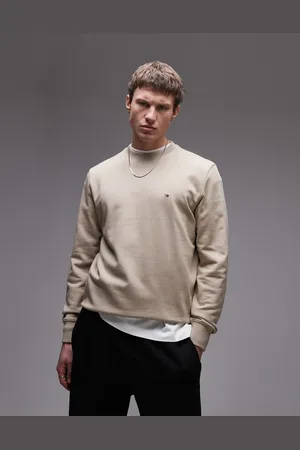 Tommy Hilfiger – Terry – Sweatshirt in Beige mit Rundhalsausschnitt
