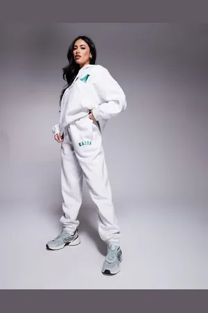 Kaiia Sport – Jogginghose in meliertem mit Logo-Stickerei und Bündchen, Kombiteil