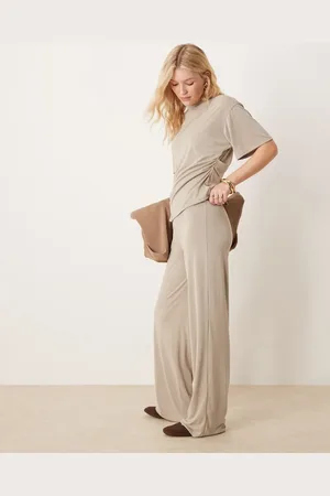 ASOS – Weit geschnittene Hose aus Modal in Steinbeige, Kombiteil