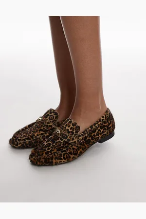 & OTHER STORIES – Loafer aus Leder mit strukturiertem Leopardenmuster und goldfarbenem Detail