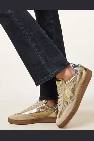 AllSaints – Thelma Met – Sneaker in Silber/Wollweiß