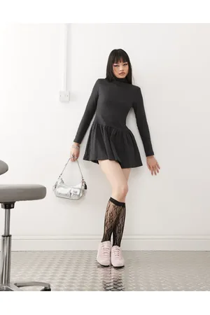 ASOS – Minikleid in mit Stehkragen und tief angesetzter Taille