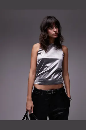 MANGO – Hochgeschlossenes Oberteil in Metallic