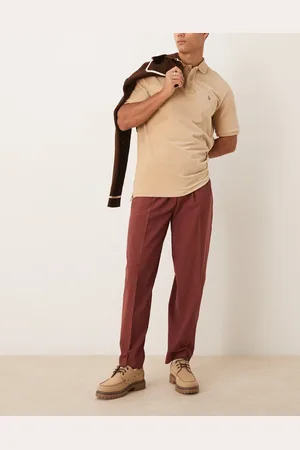 ASOS – Elegante, schmal zulaufende Oversize-Hose in Burgunderrot mit halb-elastischem Bund