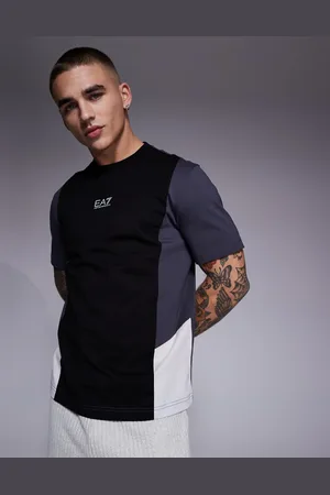 EA7 Armani – – T-Shirt in mit Blockfarben-Design und mittigem Logo