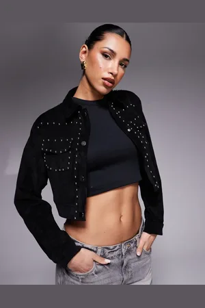 Liquor N Poker – Jacke aus Wildleder in mit Taschen und Nietenbesatz