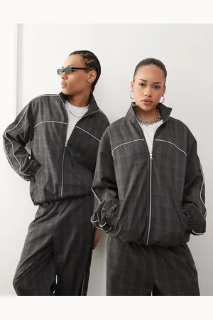 COLLUSION Unisex – Harrington-Jacke mit sportlichem Karomuster, Kombiteil