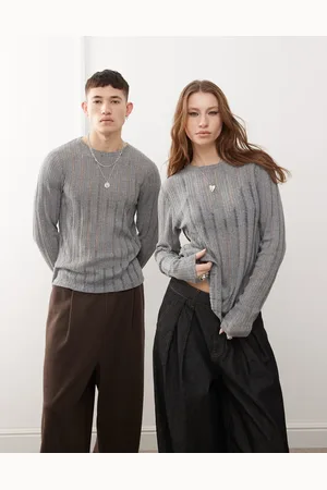 Reclaimed – Langärmliges Unisex-Oberteil in mit Laufmaschenstruktur