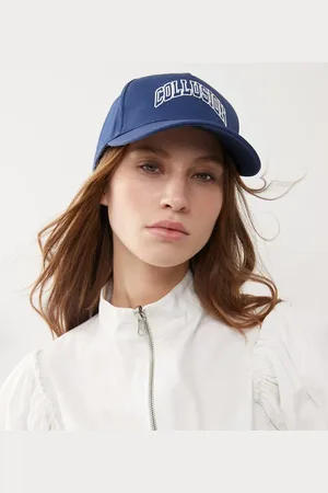 COLLUSION Unisex – Kappe in Marineblau mit Stickerei und Print