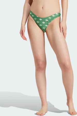 adidas – Monogram – Bikinihose in Preloved Green / Cloud White