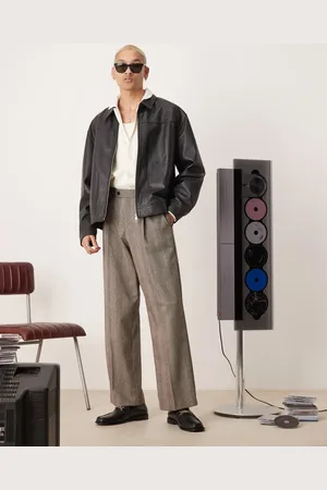 ASOS – Elegante, weite Bundfaltenhose in aus Wollmix mit Fischgrätmuster