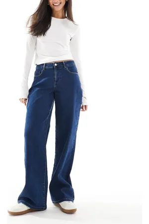 VERO MODA – Elly – Weite Jeans aus dunkelblauem Denim