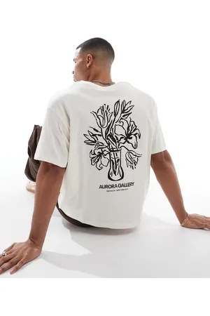JACK & JONES – Cropped-T-Shirt in mit Oversize-Passform und floralem Print am Rücken