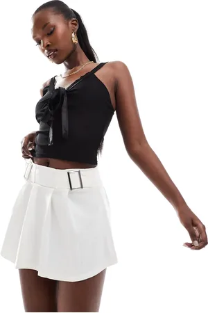 Kaiia – Vorne gebundenes Camisole-Oberteil aus Netzstoff in mit Satin-Besatz