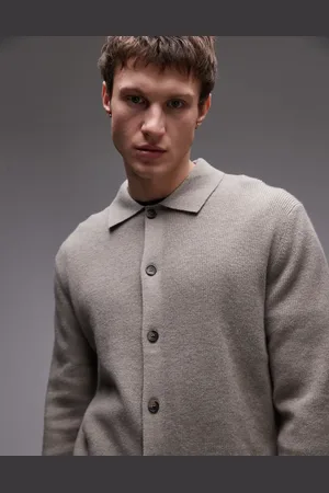 MANGO – Polo-Strickjacke in Beige