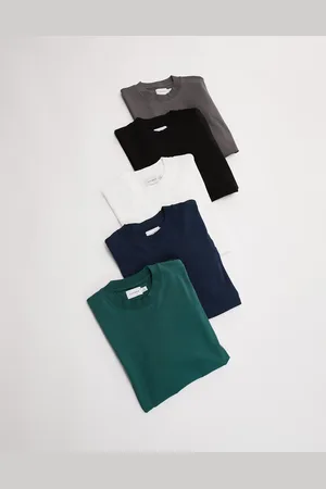 Topman – 5er-Pack Oversize-T-Shirts in Schwarz, Weiß, Grau, Marineblau und Dunkelgrün