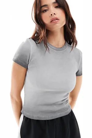 Pull&Bear – T-Shirt in grauer Acid-Waschung