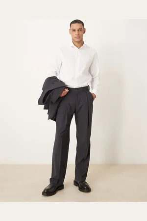 SELECTED – Otto – Hose aus Wollmix in Dunkelgrau meliert mit lockerem Schnitt