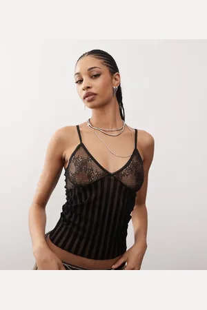 COLLUSION – Camisole aus Spitze in transparentem mit Streifen