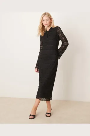 Y.A.S – Midikleid aus strukturierter Spitze in mit Polokragen-Detail