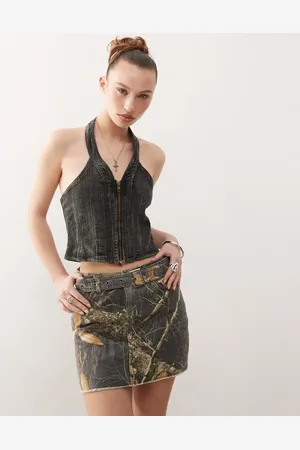 Guess – Jeansrock in verwaschenem mit Gürtel