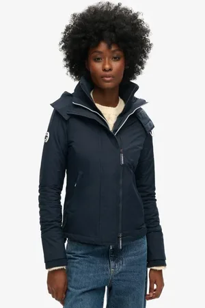 Superdry – Pop Arctic SD-Windcheater – Jacke in Eclipse- /Ecru mit Reißverschluss und Kapuze