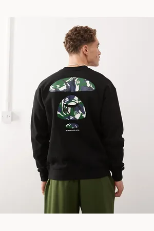 A Bathing Ape AAPE by A BATHING APE – Basic-Sweatshirt in mit Logo und Military-Muster am Rücken