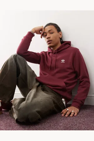 adidas – Trefoil Essentials – Kapuzenpullover in Burgunderrot