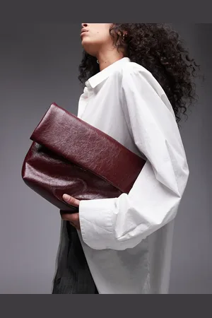 Topshop – Georgia – Gefaltete Clutch-Grab-Bag in Burgunderrot