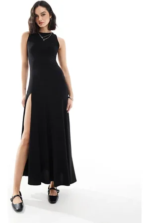 Stradivarius – Midaxi-Kleid in mit Saumschlitz