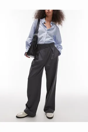 Topshop – Smarte Hose in Anthrazit mit weitem Bein, Kombiteil