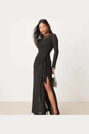 Forever New – Langärmliges, drapiertes Maxikleid in
