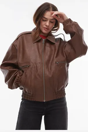 Topshop – Oversize-Bomberjacke aus Kunstleder in
