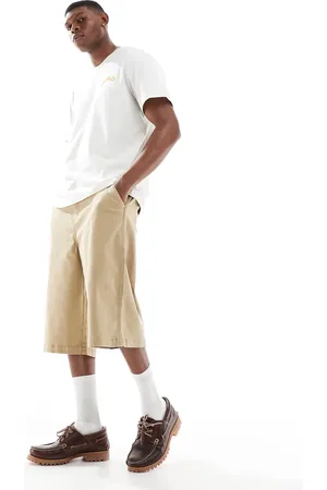 Wrangler – Casey Jones Workwear –Lange Shorts aus Twill in Hellbraun mit Kordelzug