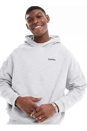 Parlez – Amos – Kapuzenpullover in Hellgrau mit Logo