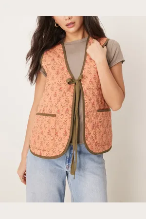 Free People – Claudine – Steppweste in und Khaki mit Blumenmuster