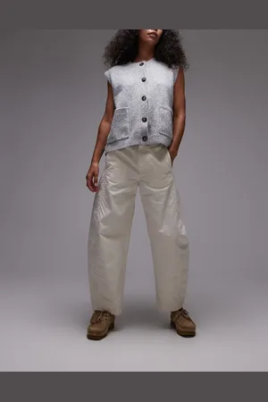 ARKET – Hose aus Leinenmix in Creme mit weitem, abgerundetem Bein und Einsätzen