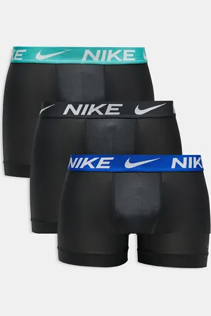 Nike – Essential – 3er-Pack Boxershorts aus Mikrofaser mit farbigem Bund in Pastellblau, und Blau