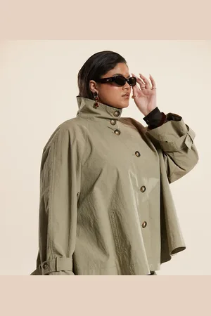 ASOS ASOS DESIGN Curve – Trenchcoat im Cape-Stil mit Funnel-Ausschnitt