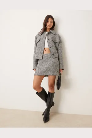 ASOS – Rock aus Bouclé in Schwarz-Weiß, Kombiteil
