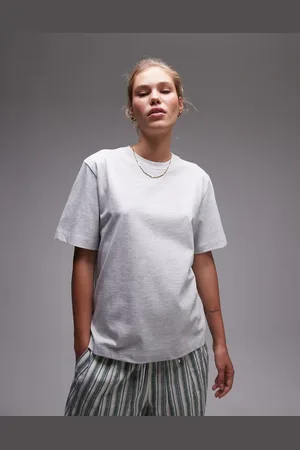 Topshop – Hochwertiges, kurzärmliges Basic-T-Shirt in meliert