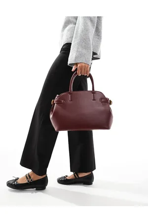 ASOS – Workwear – Tragetasche in Burgunderrot mit Innenfach und Schnallendetail