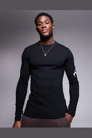 ASOS – Langärmliges Muskelshirt in mit Grafikprint am Ärmel